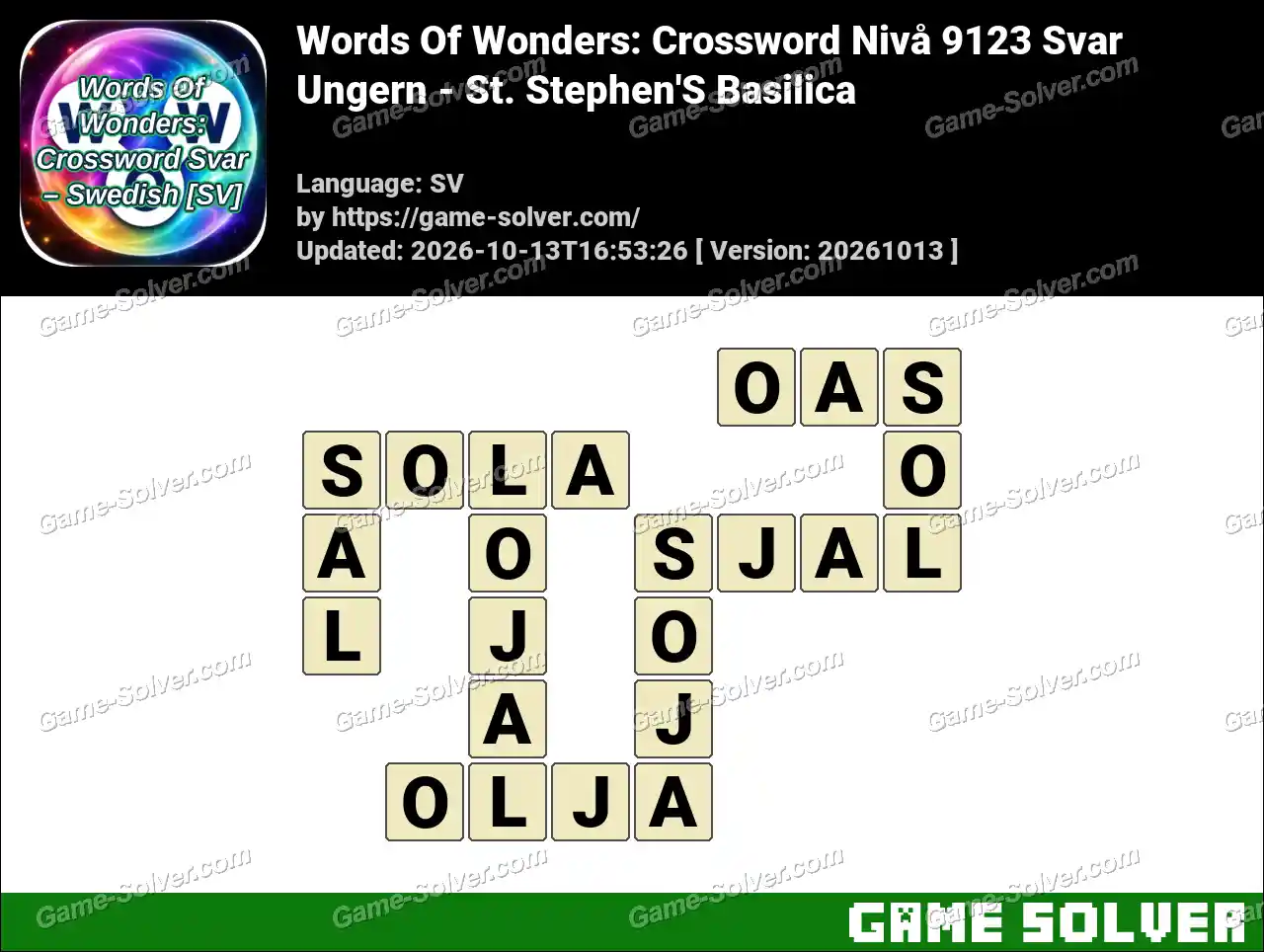 Words Of Wonders: Crossword Nivå 9123 Svar – Ungern – St. Stephen’S Basilica